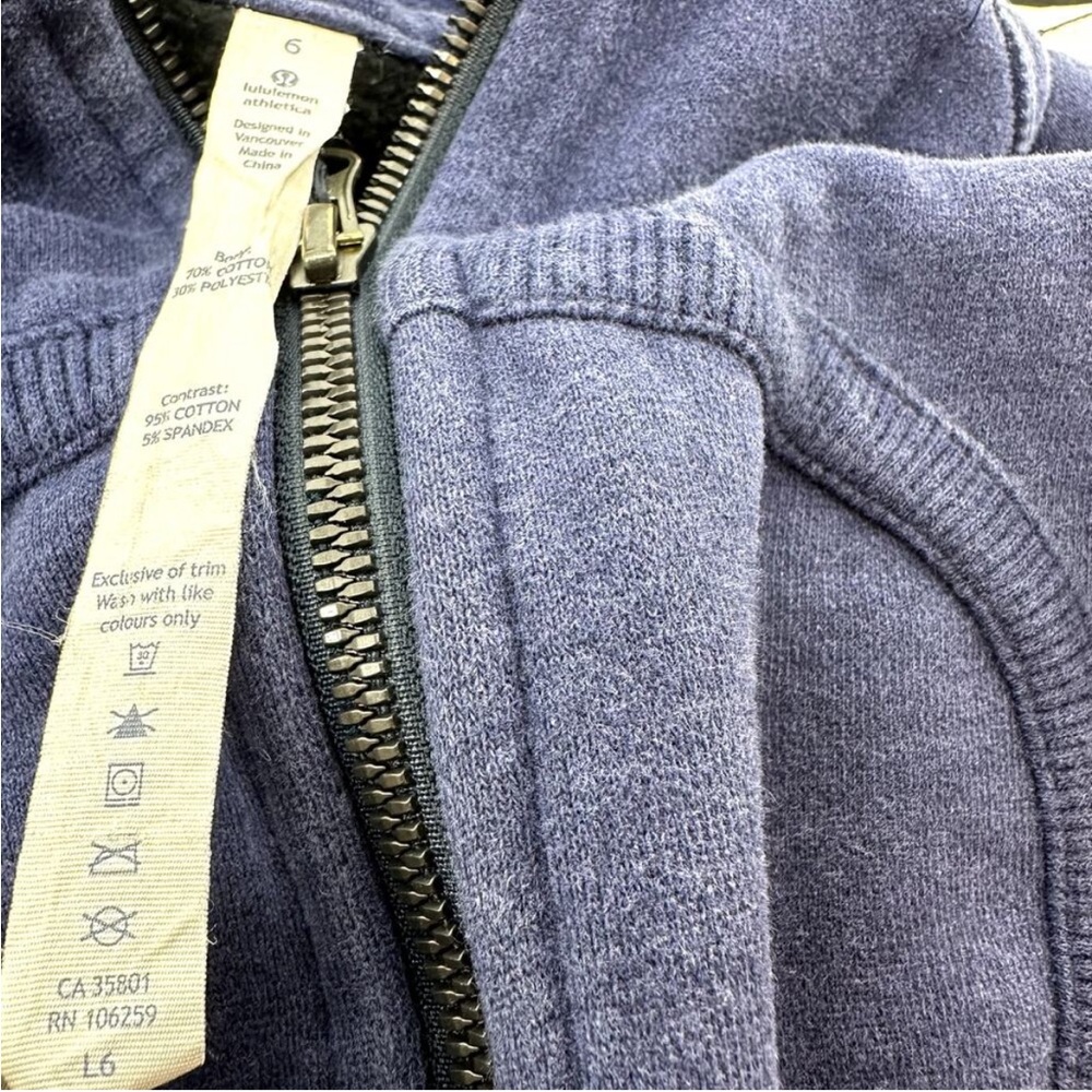Lululemon Scuba Hoodie Heathered Emperor Blue Cotton Fleece Thumbholes 6 - Picture 3 of 5